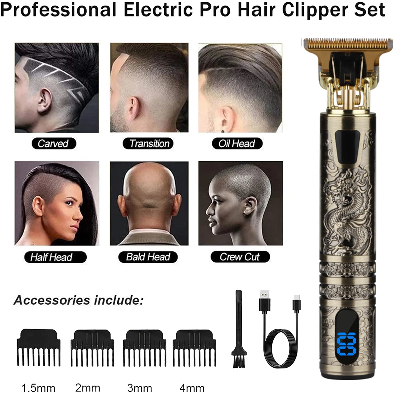 Precision LCD Hair Trimmer with Vintage Design