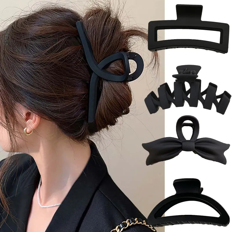 French Elegant Large Black Hair Clip