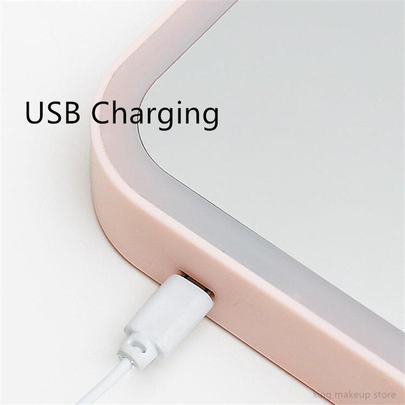 USB Charging Portable Folding LED Makeup Mirror with Light Ladies Makeup Lamp Cosmetic Mirrors Dropshipping 30#102