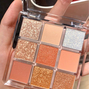 9 Colors Shimmer Shiny Eyeshadow Palette Soft Girl Makeup Waterproof Glitter Diamond Pigment Eye Shadow Powder Makeup Cosmetic