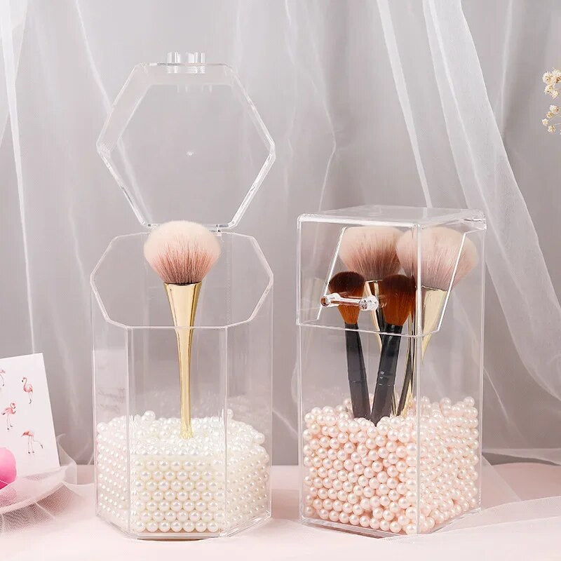 Acrylic Makeup Brush Holder Makeup Organizer Cosmetic Holder Lipstick Pencil Storage Container Transparent Storage Box Holder