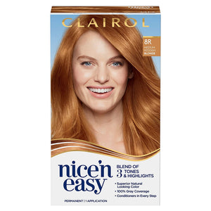 Nice'N Easy Permanent Hair Dye, 8R Medium Reddish Blonde Hair Color, Pack of 1