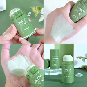 2PCS Green Tea Repair Acne Mud Mask Face Clean Clay Stick Pore Shrinkage Treat Pimple Cream Nose Blackhead Remove Oil Control