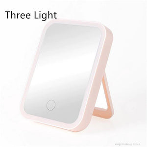 USB Charging Portable Folding LED Makeup Mirror with Light Ladies Makeup Lamp Cosmetic Mirrors Dropshipping 30#102