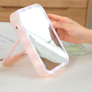 USB Charging Portable Folding LED Makeup Mirror with Light Ladies Makeup Lamp Cosmetic Mirrors Dropshipping 30#102