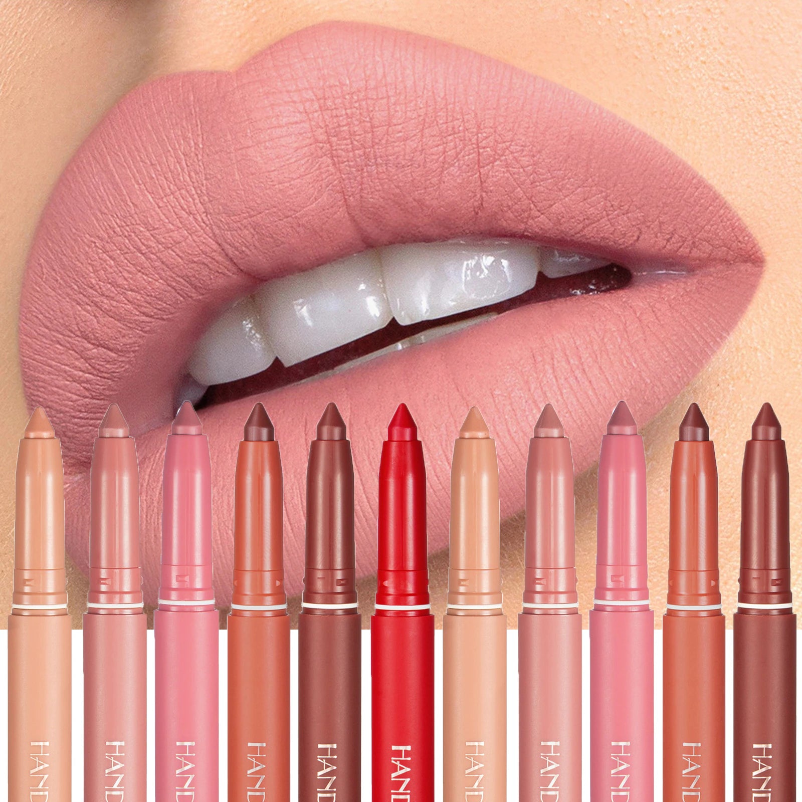 12 Color Matte Lipstick Pen Nude Pink Matte Solid Lip Gloss Waterproof Long Lasting Lipstick Pencil Lip Liner Pen Lip Makeup