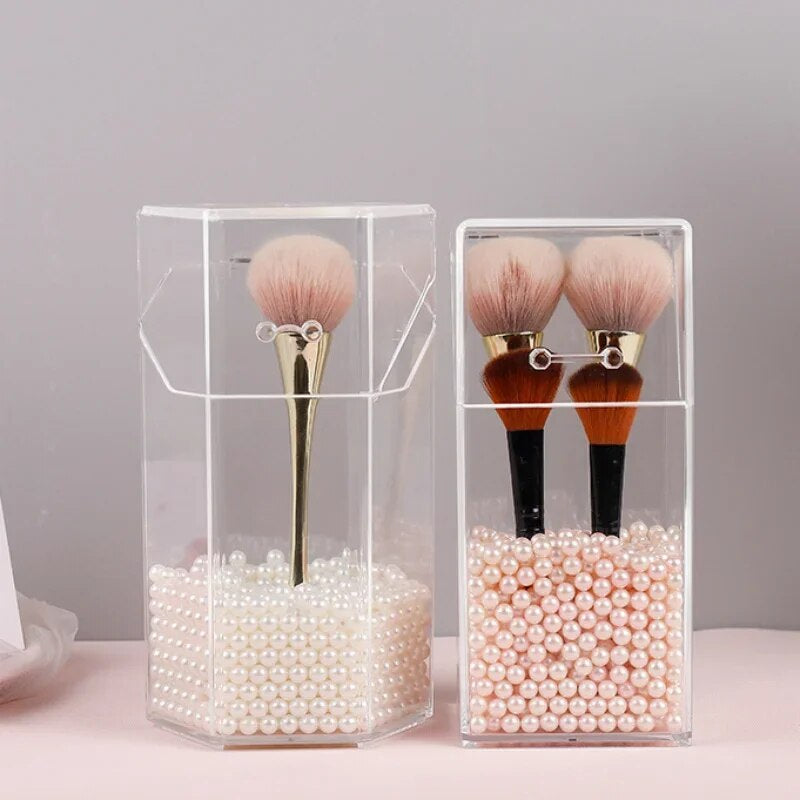 Acrylic Makeup Brush Holder Makeup Organizer Cosmetic Holder Lipstick Pencil Storage Container Transparent Storage Box Holder