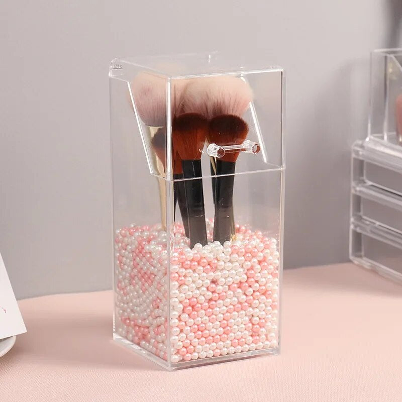 Acrylic Makeup Brush Holder Makeup Organizer Cosmetic Holder Lipstick Pencil Storage Container Transparent Storage Box Holder