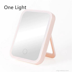 USB Charging Portable Folding LED Makeup Mirror with Light Ladies Makeup Lamp Cosmetic Mirrors Dropshipping 30#102