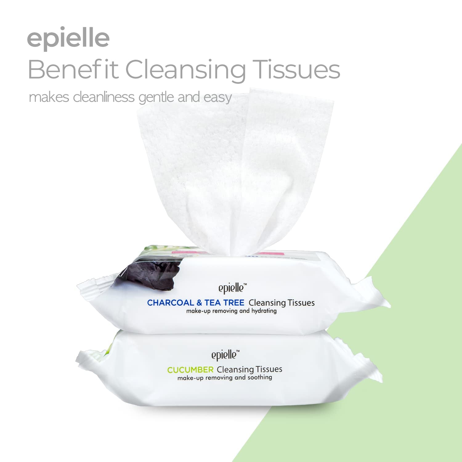 Epielle New Makeup Remover Cleansing Wipes Tissue | Gentle for All Skin Types | Daily Facial Cleansing Towelettes | Removes Dirt, Oil, Makeup | Nicely Scented - Charcoal, Collagen, Aloe, Cucumber, Green Tea, Argan Oil | 30 Count | Assorted 6 Pack